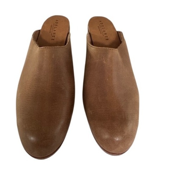 ADELANTE SHOECO Handmade Leather Block Heel Mules Slip On Shoes Size - 10 - Picture 3 of 10